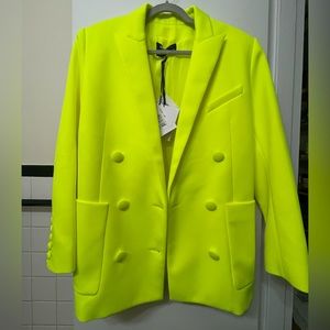BALMAIN neon yellow blazer size 36 nwt
